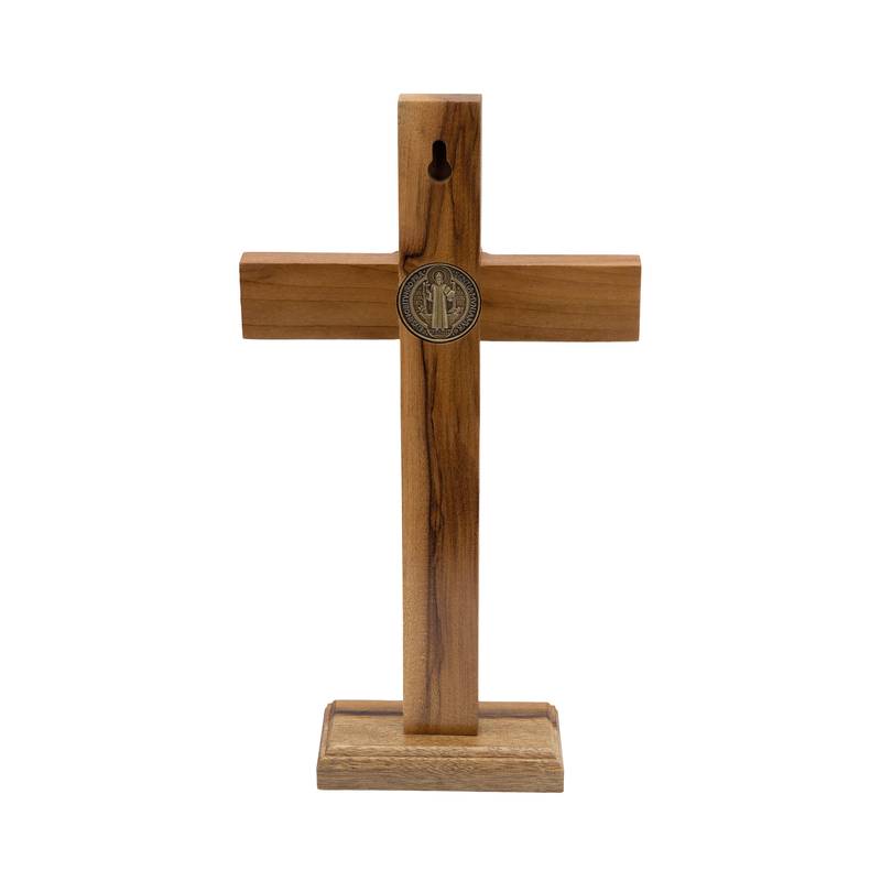 Crucifixo Madeira Tradicional 26cm Mesa C/Sao Bento - Hesed