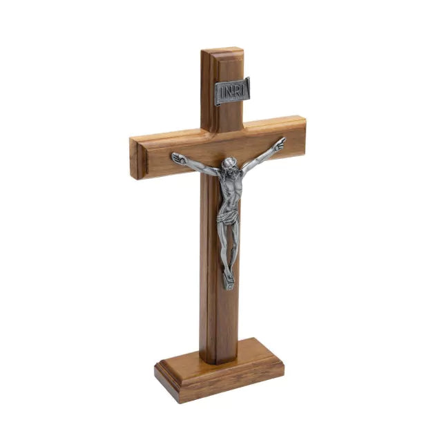 Crucifixo Madeira Tradicional 26cm Mesa Onix - Hesed