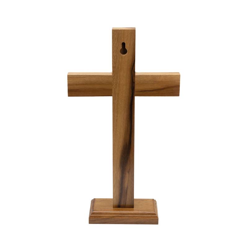 Crucifixo Madeira Tradicional 26cm Mesa Onix - Hesed