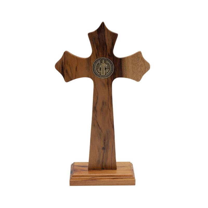 Crucifixo Madeira Moldado 23cm Mesa C/Sao Bento - Hesed