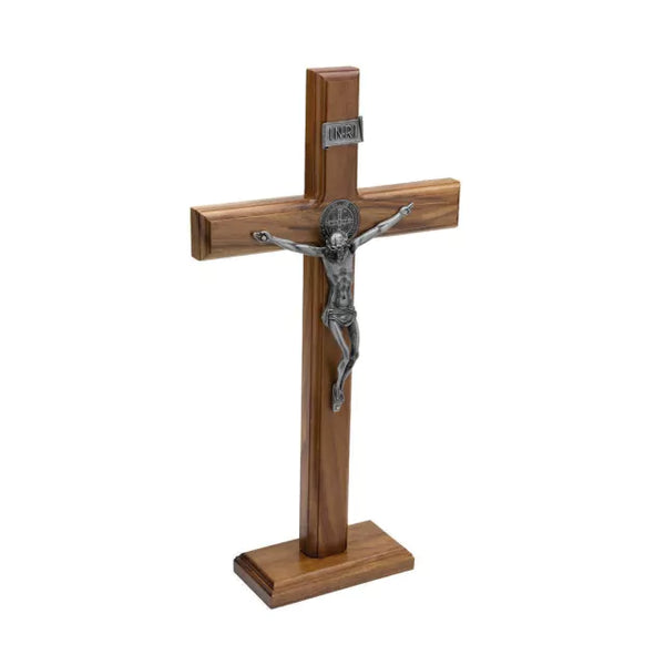 Crucifixo Madeira 35cm Mesa Onix C/Sao Bento - Hesed