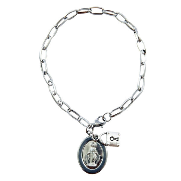 Pulseira Consagracao Nossa Senhora Das Gracas Com Cadeado - Hesed