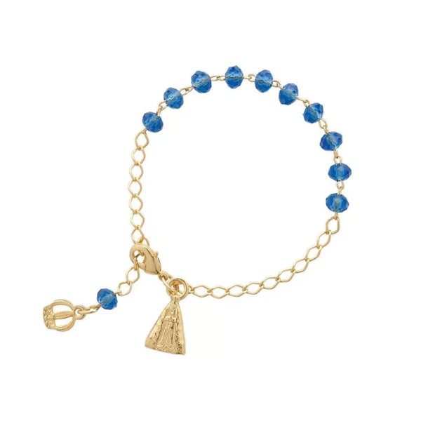 Pulseira Dezena Cristal Vidro Azul Nossa Senhora Aparecida (Vidrinho) - Hesed